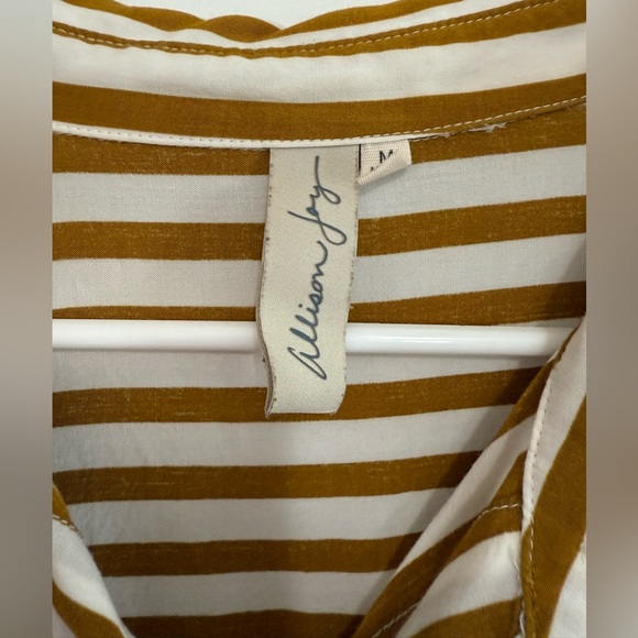 Allison Joy Mustard and White Striped Button-Down Shirt - Picture 2 of 2